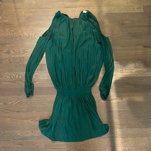 Ramy Brook green silk dress with shoulder cutouts size small